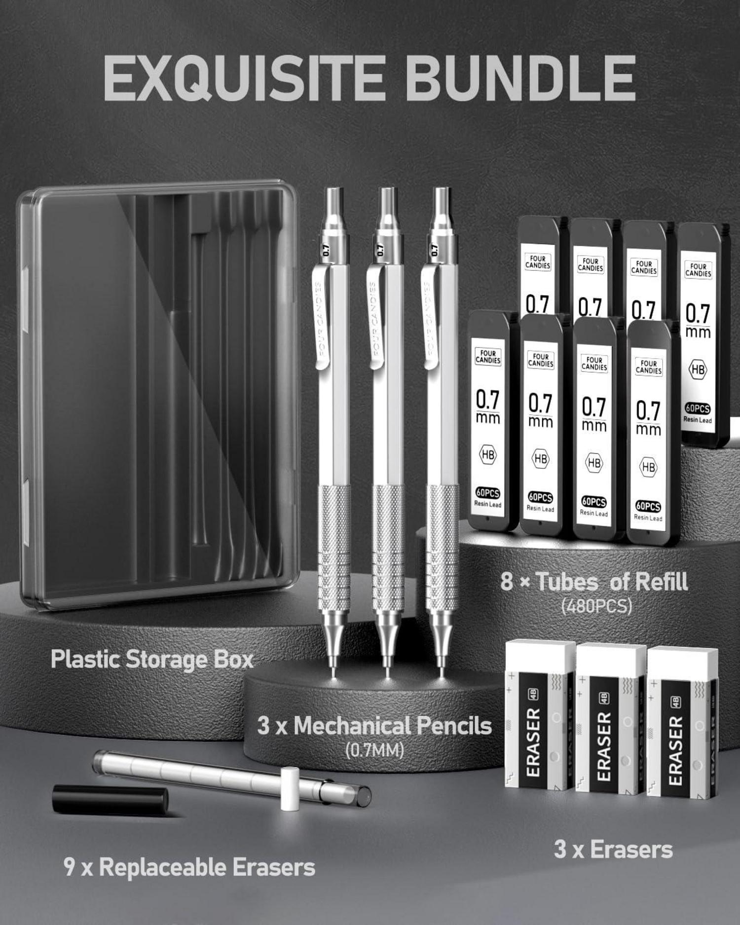 Metall-Künstlerbleistift-Set 0,7mm HB-Minen 480 Stück Zeichnen Ingenieure