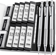 Premium 0,5mm Metall-Druckbleistift-Set mit 480 HB-Minen, 3