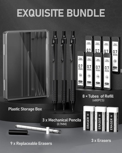 Druckbleistift-Set 0.7mm 480 Stück HB-Minenminen Röhren Etui Zeichnen