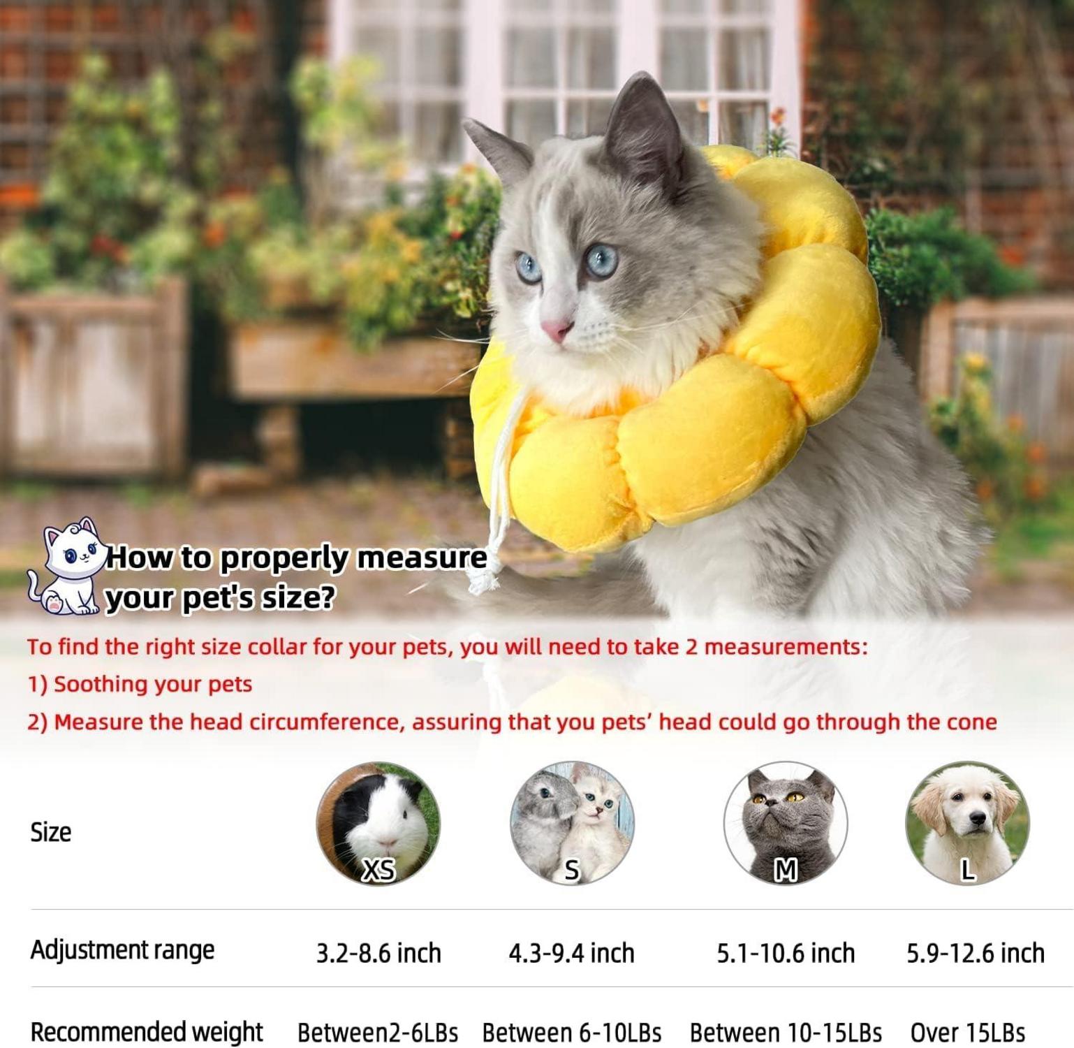 Einstellbare Sonnenblume Halskrause für Katzen und kleine