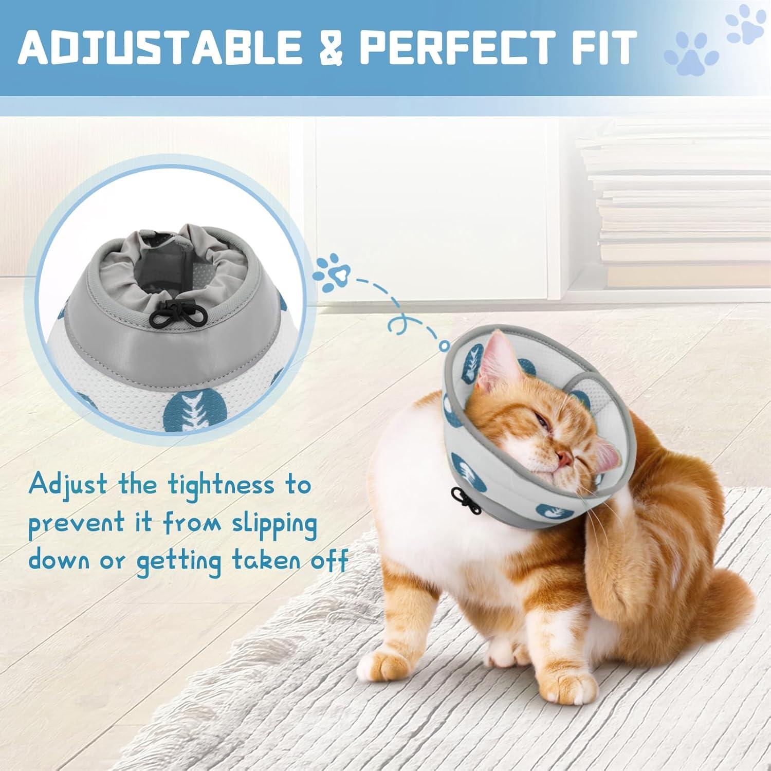 Supet Halskrause Katze Einstellbarer Halsband Weich Kragen Cone Grau M 21.5-30.5cm