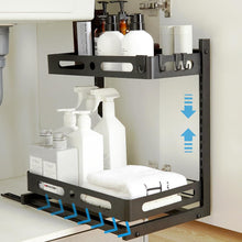 Ausziehbarer Küchenschrank Organizer 2 Etagen mit 5 Haken