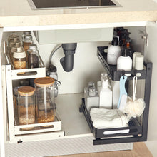 YunNasi ausziehbarer Küchenschrank Organizer 2 Etagen Metall