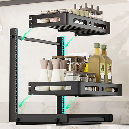 Ausziehbarer Küchenschrank Organizer 2 Etagen mit 5 Haken