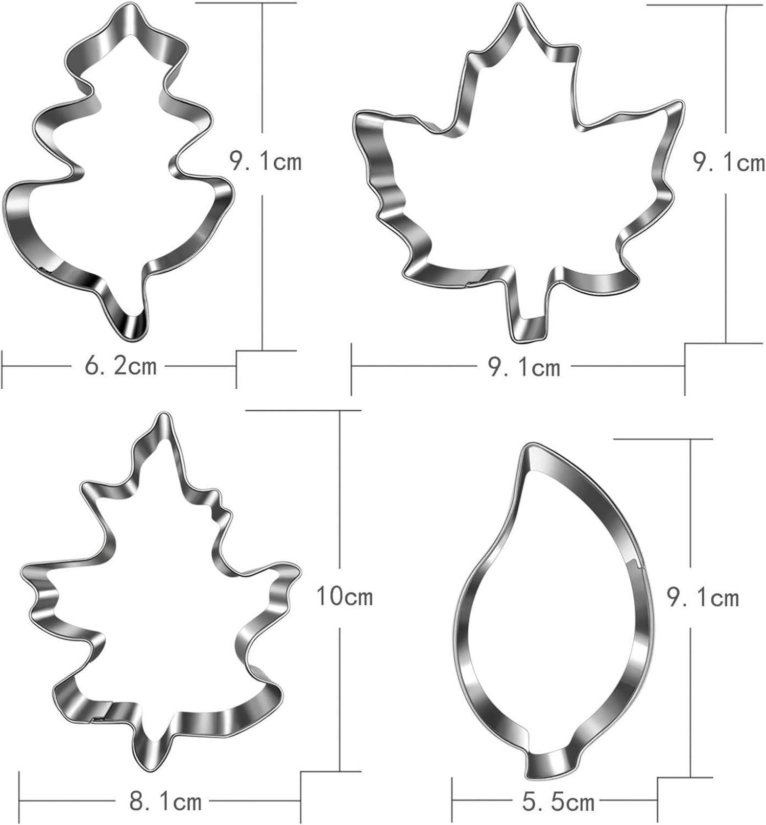 Herbst Blätter Ausstechformen Set - 4 Stück - Ahornblatt Eiche Blatt
