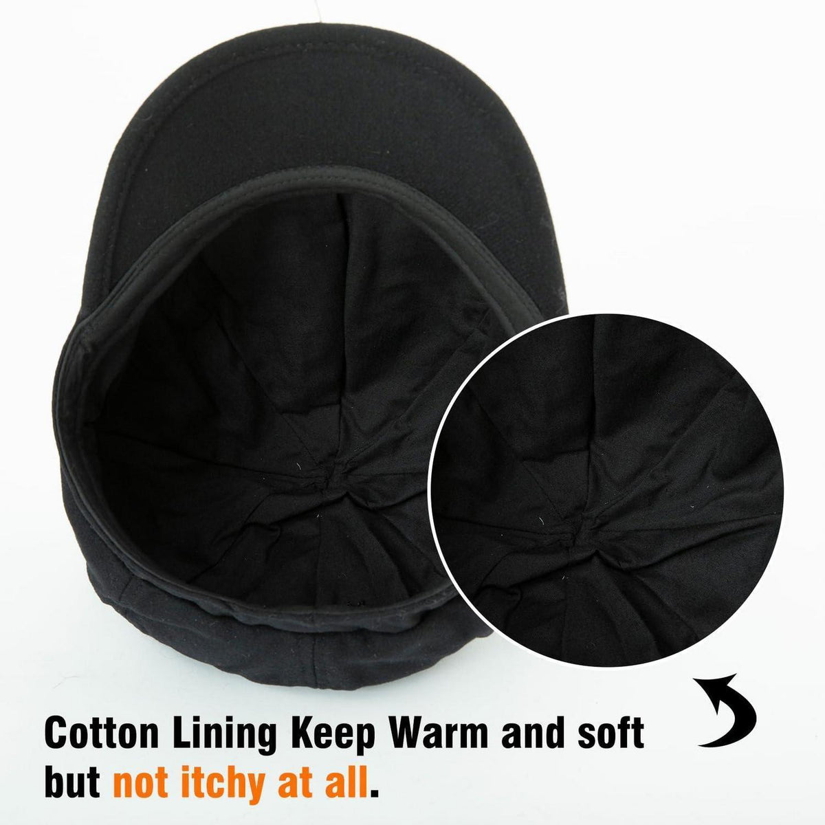 Damen Ballonmütze Wolle warm mit Visor, Schwarz