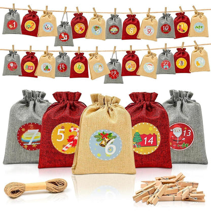 Adventskalender zum Befüllen 24 Stoffbeutel