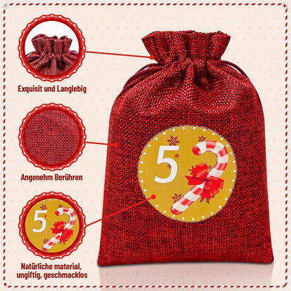 Adventskalender zum Befüllen 24 Stoffbeutel