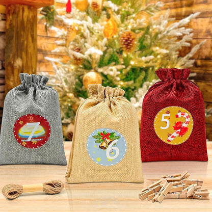 Adventskalender zum Befüllen 24 Stoffbeutel