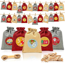 Adventskalender zum Befüllen Weihnachtskalender 24 Stoffbeutel 18x13cm