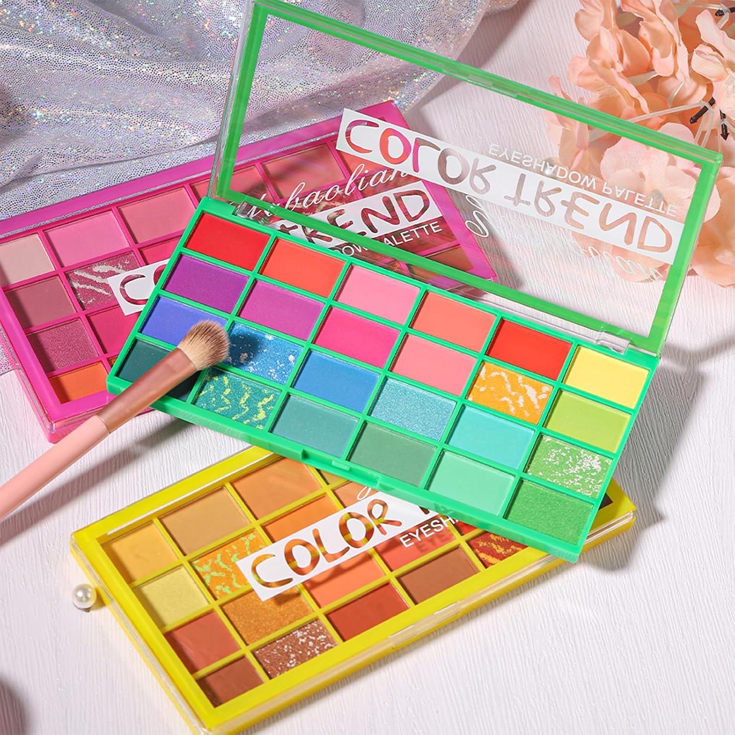 Lidschatten Palette 24 Farben Matt Schimmer Nudetöne Regenbogen Palette
