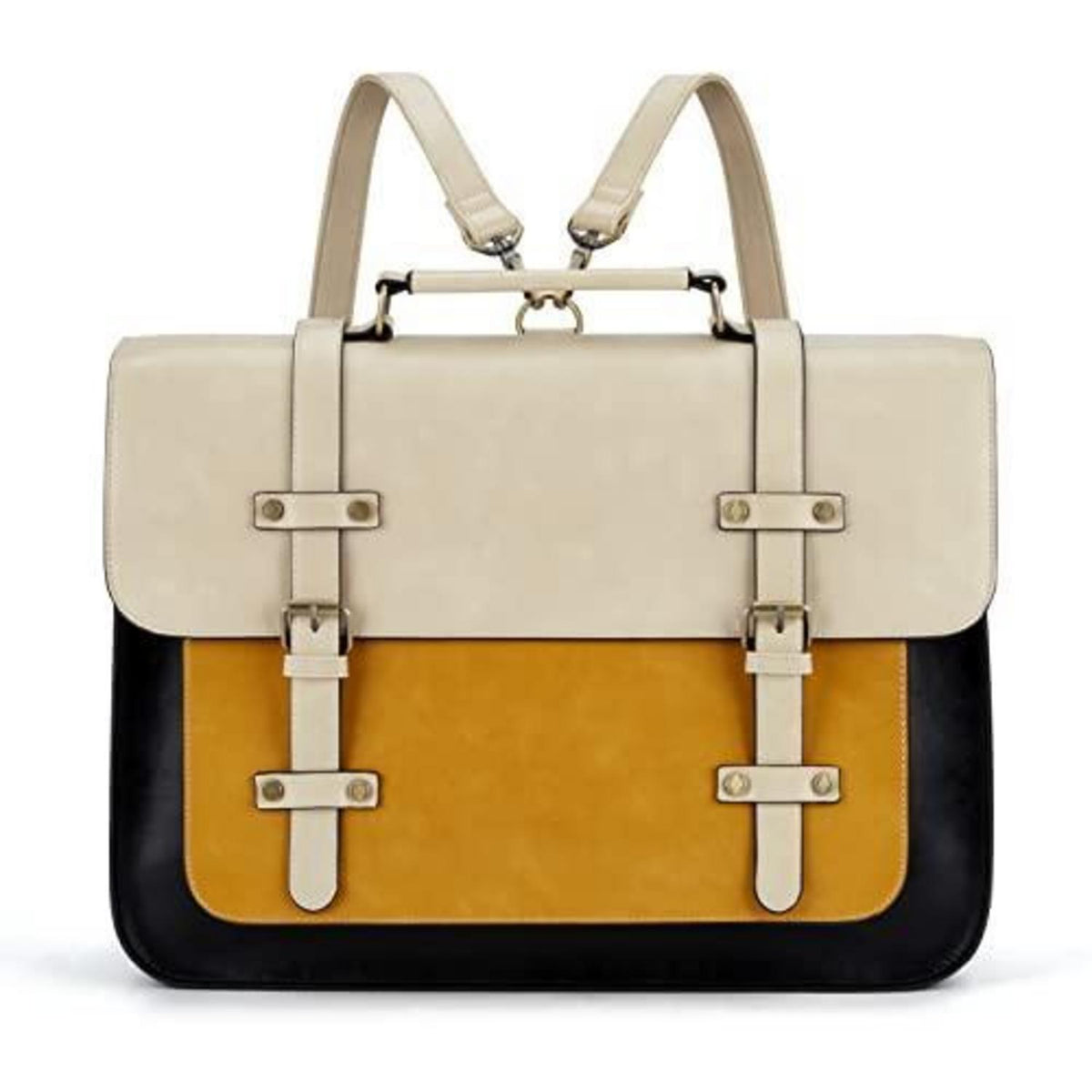 Damen Laptoptasche 15,6 Zoll Vintage Gelb in Lederoptik