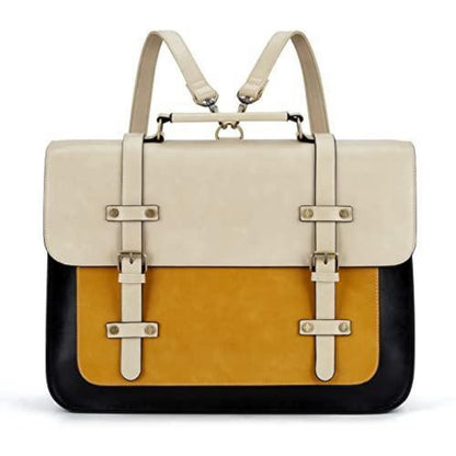 Damen Laptoptasche 15,6 Zoll Vintage Gelb in Lederoptik