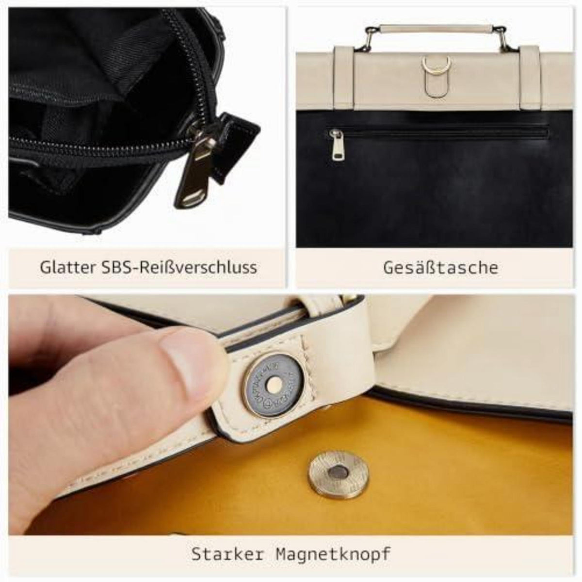 Damen Laptoptasche 15,6 Zoll Vintage Gelb in Lederoptik