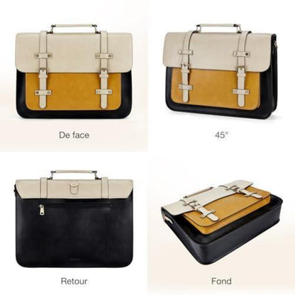 Damen Laptoptasche 15,6 Zoll Vintage Gelb in Lederoptik