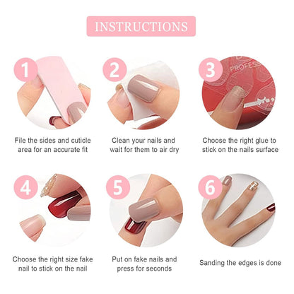 24 Stück Nägel Zum Aufkleben French Weiß Künstliche Eckige Acryl Nails