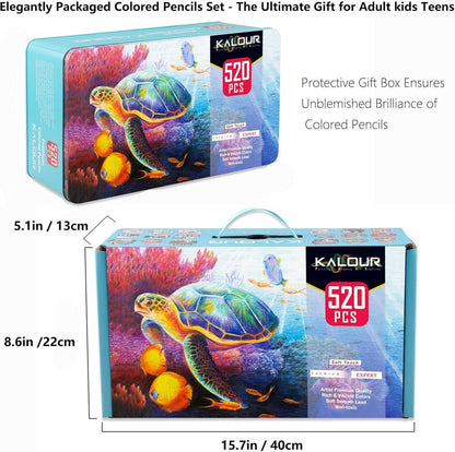 KALOUR Pro 520 Farben Buntstifte Set Künstler weicher Kern