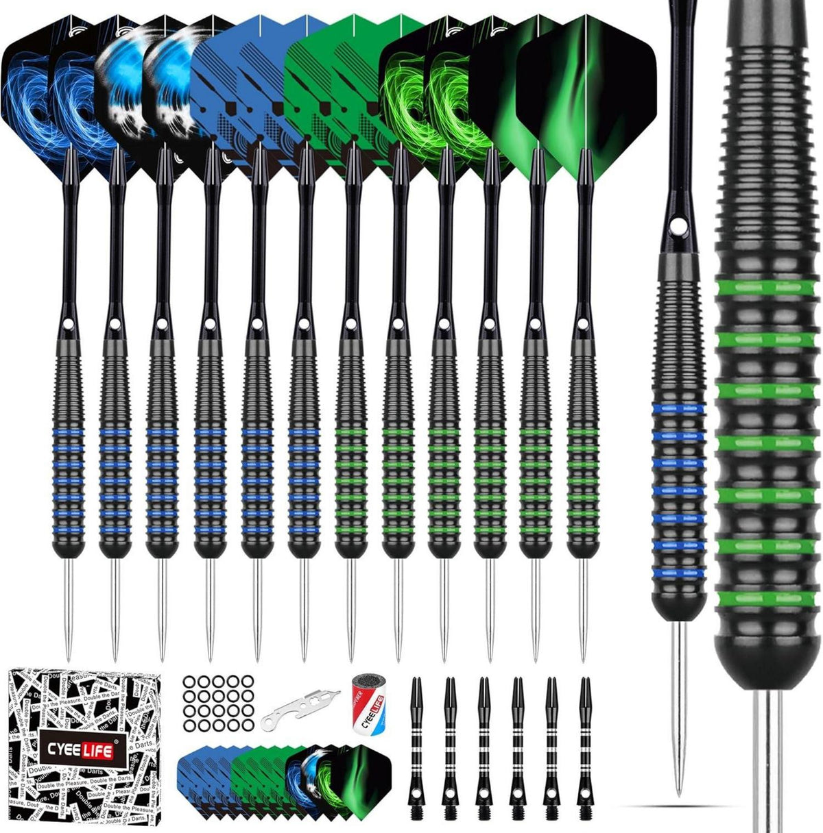 Dartpfeile Metallspitze 12 Stück 22g Profi Steeldarts Aluminium Schaft