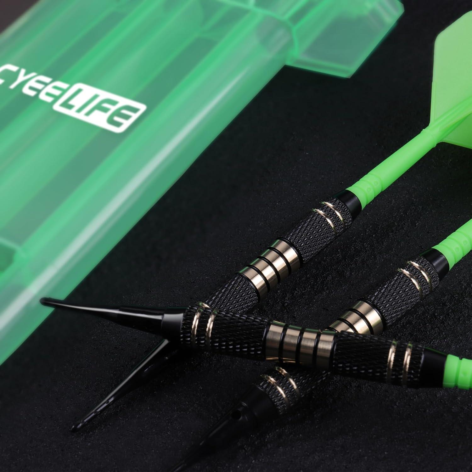 CyeeLife Dartpfeile Kunststoffspitze Set 3 Stück 18g Profi Softdarts Grün