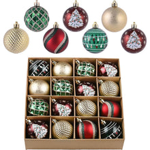 Weihnachtskugeln 16er Set 6cm Rot Grün Gold Bruchfest mit Aufhänger