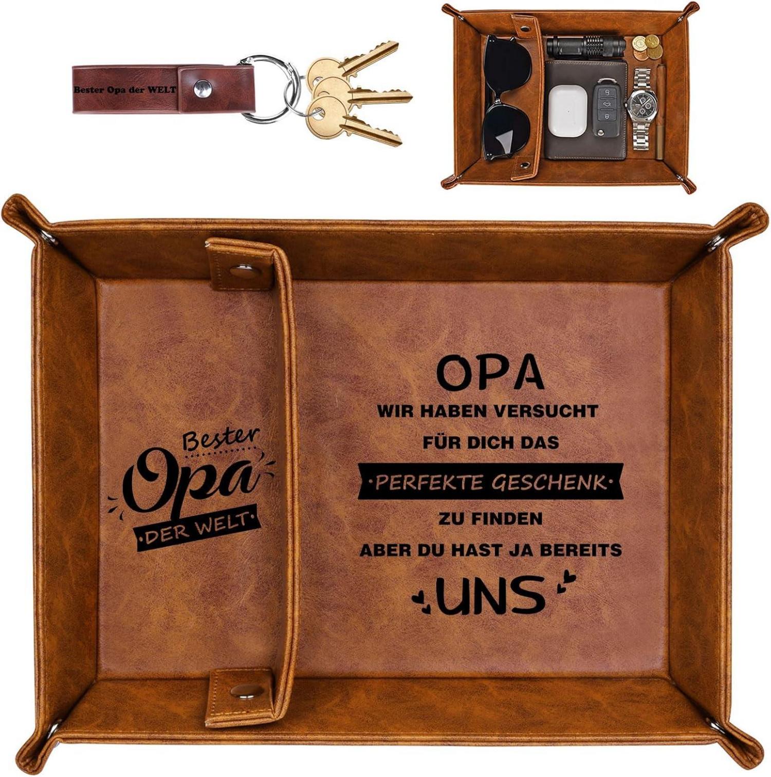 Lederschale Tablett Geschenke Opa Weihnachten Organizer Ablage