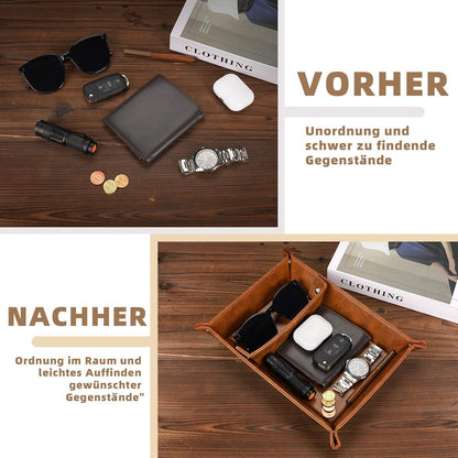 Lederschale Tablett Geschenke für Opa - Leder Organizer Adventskalender Ablage Bester Opa