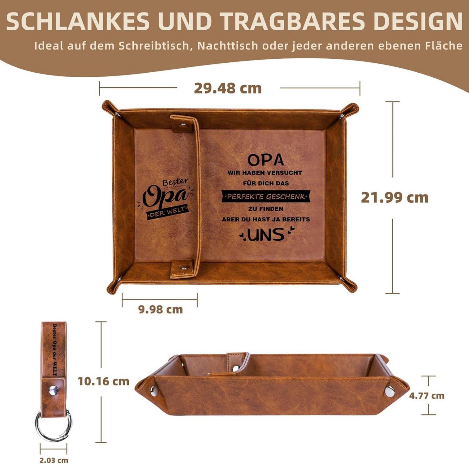 Lederschale Tablett Opa Weihnachten Leder Organizer Ablage Schlüssel