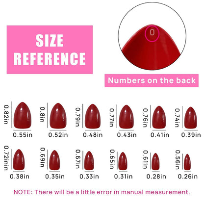 24er Pack Mandel Nägel Set, French Press on Nails, Oval Kunstnägel mit Nagelfeile