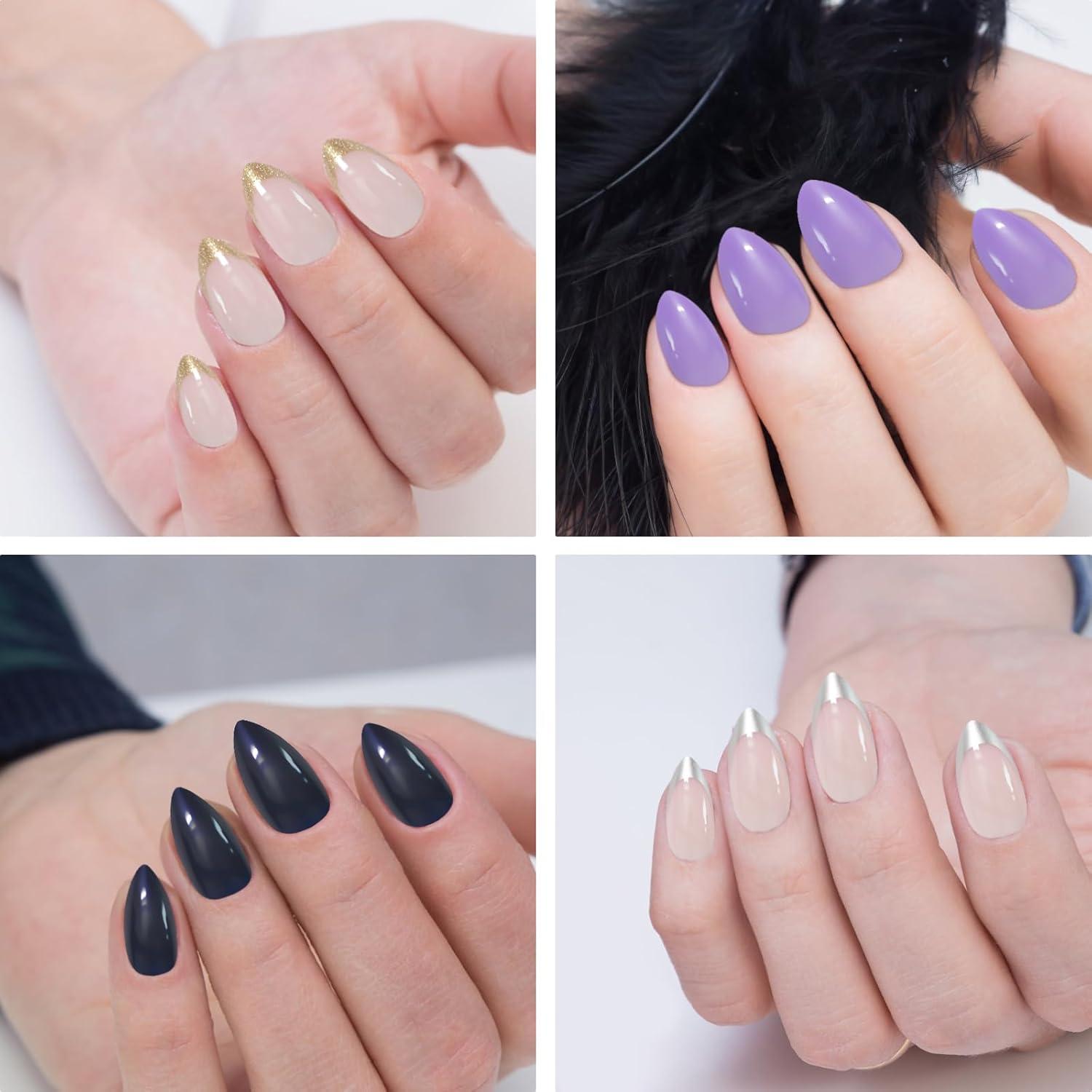 24er Set Mandel Nägel Kurz Press on Nails Kunstnägel Glossy Frauen Fake