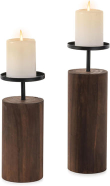 Rustikaler Holz Kerzenständer Set 2er - Adventskranz Deko