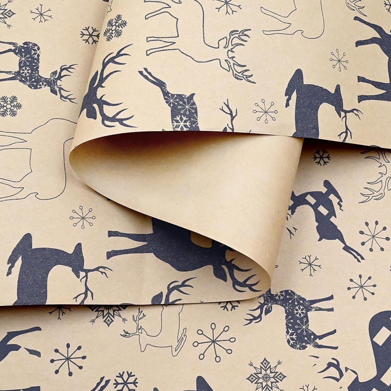Weihnachts-Geschenkpapierrolle Kraftpapier Elch