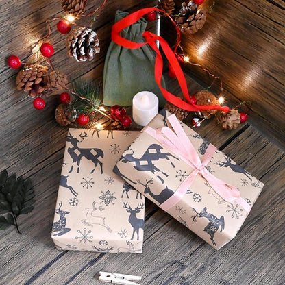 Geschenkpapier Rolle 15m Kraftpapier marineblauer Elch Weihnachten
