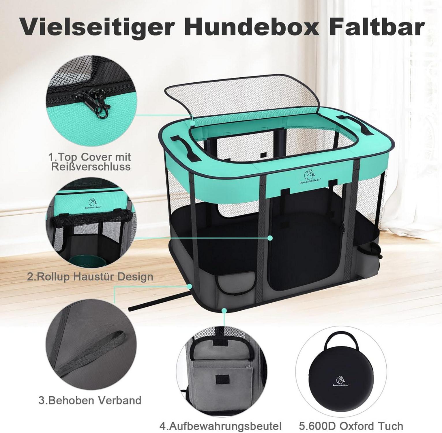ROMANTIC BEAR Welpenauslauf Hundebox Faltbar Wasserdicht 70*55*45cm