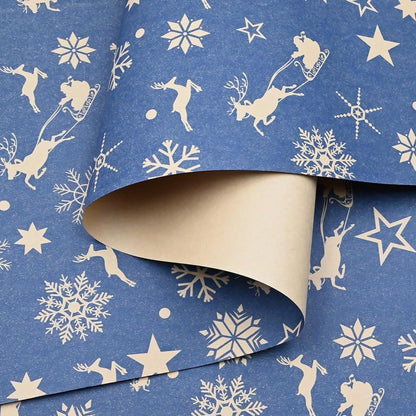 Weihnachtsgeschenkpapierrolle 15m x 43cm Kraftpapier Stern