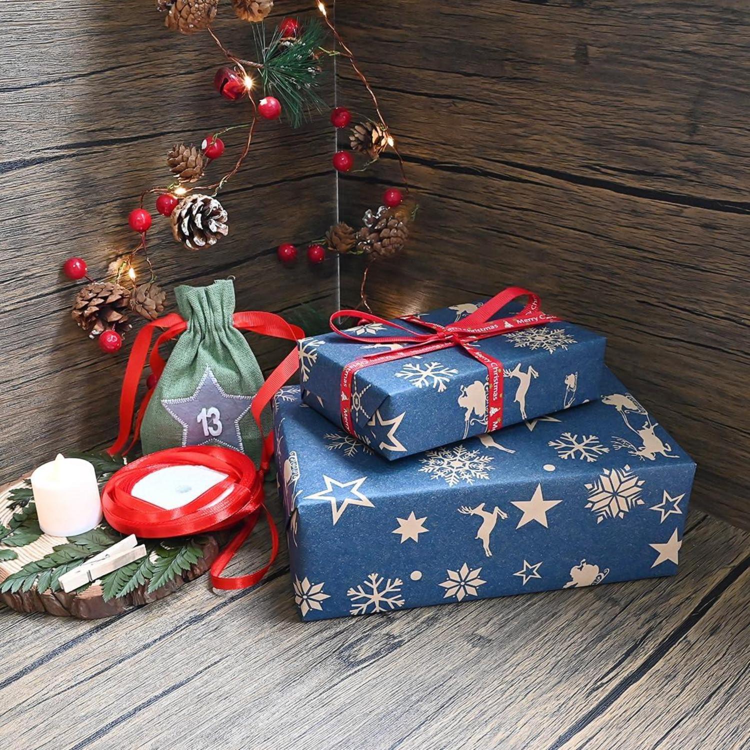 Marineblaue Weihnachtsgeschenkpapierrolle 15m x 43cm Recycling