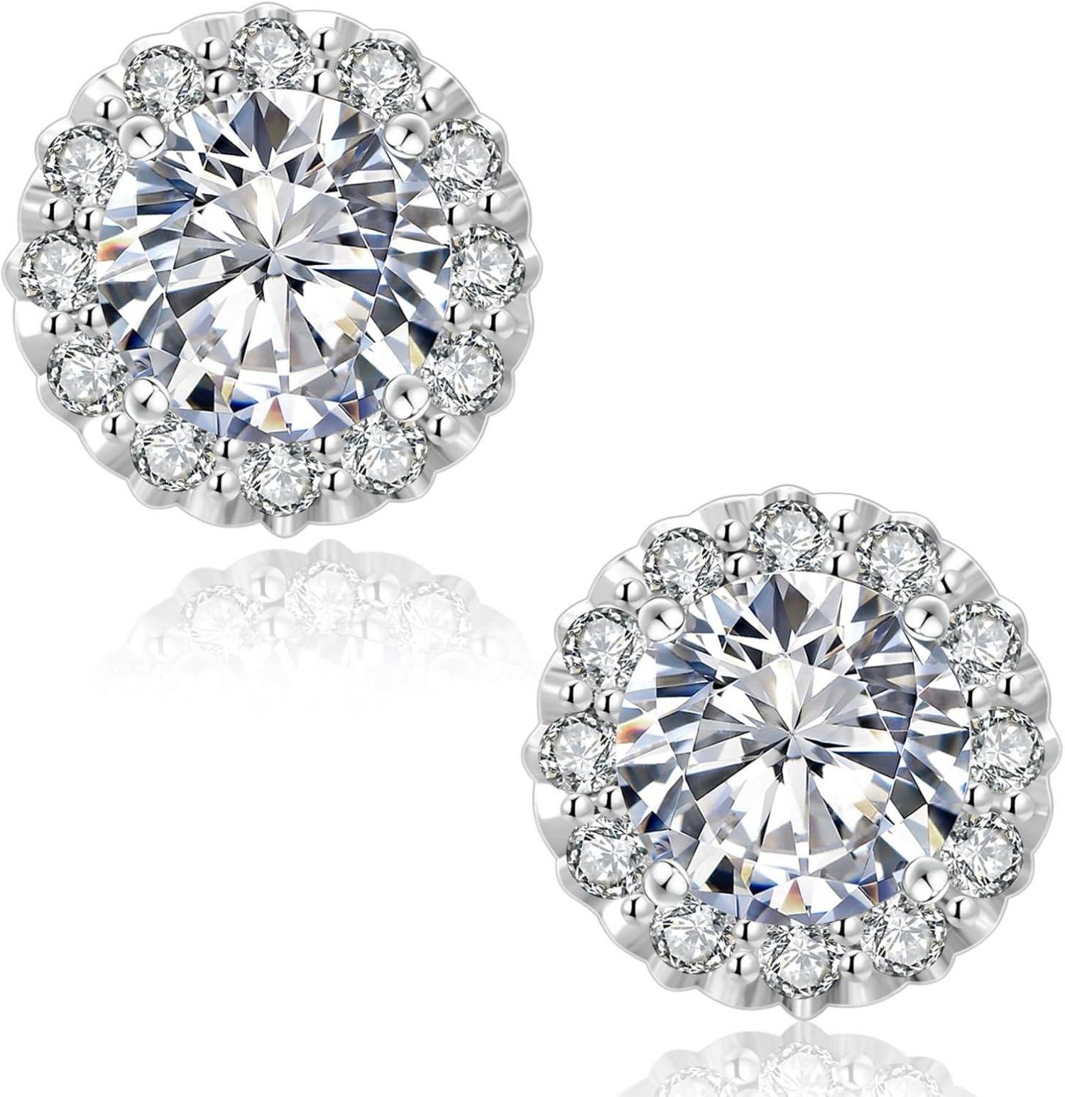 Moissanite Halo Ohrringe 925 Silber Blume Damen VVS1 D 1,0/2,0 Karat