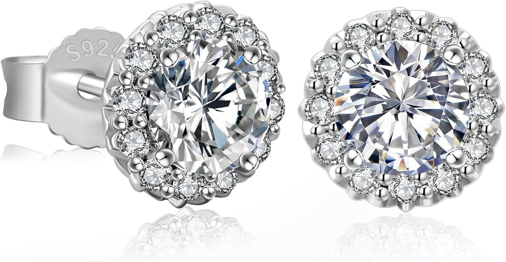 Moissanite Ohrringe Damen Silber 925 Blume Ohrstecker Halo Diamant