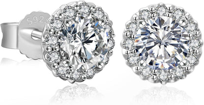 Moissanite Ohrringe Damen Silber 925 Blume Ohrstecker Halo Diamant