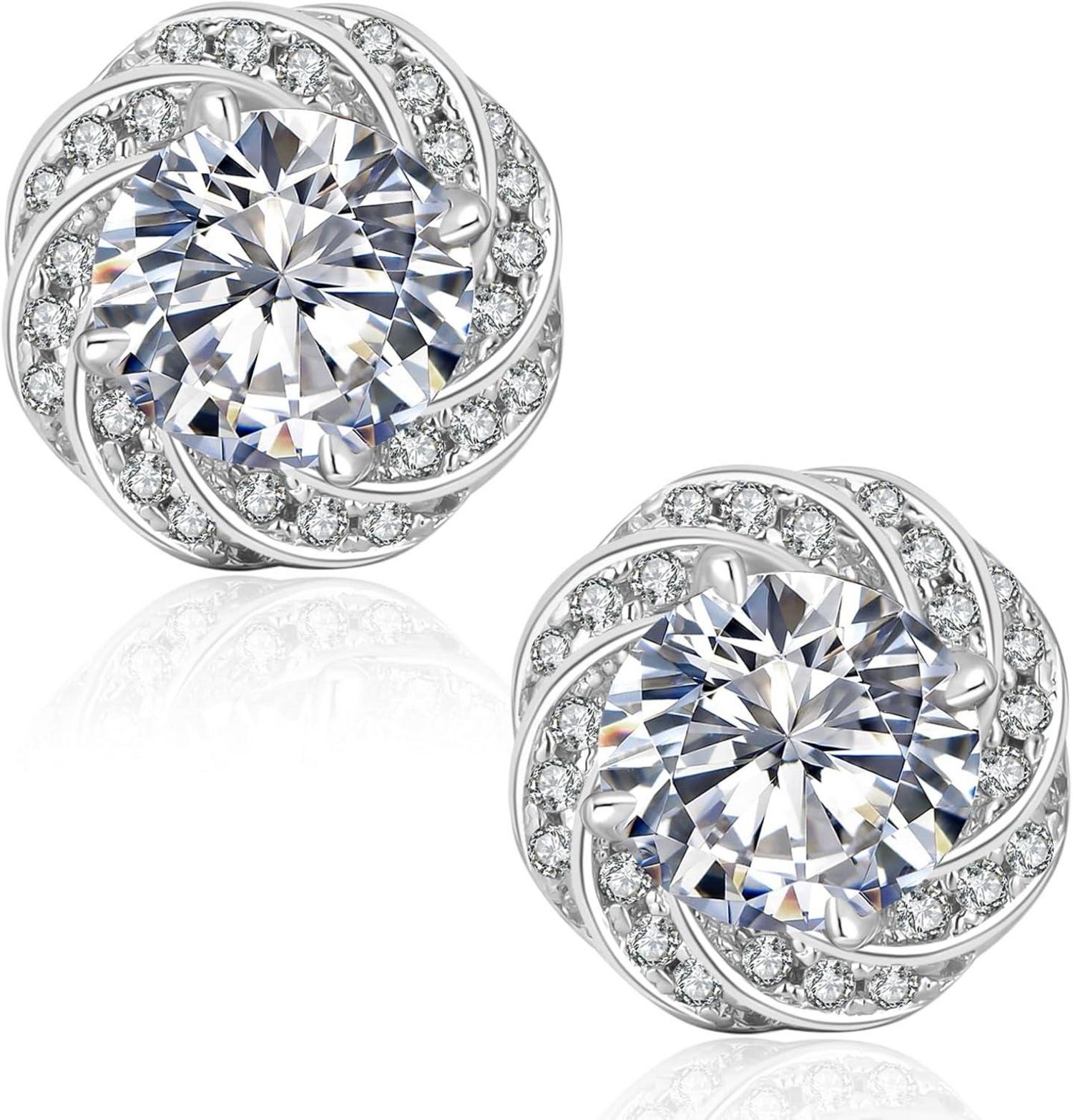 Moissanite Ohrringe Damen Halo Blume 1,0/2,0 Karat D VVS1