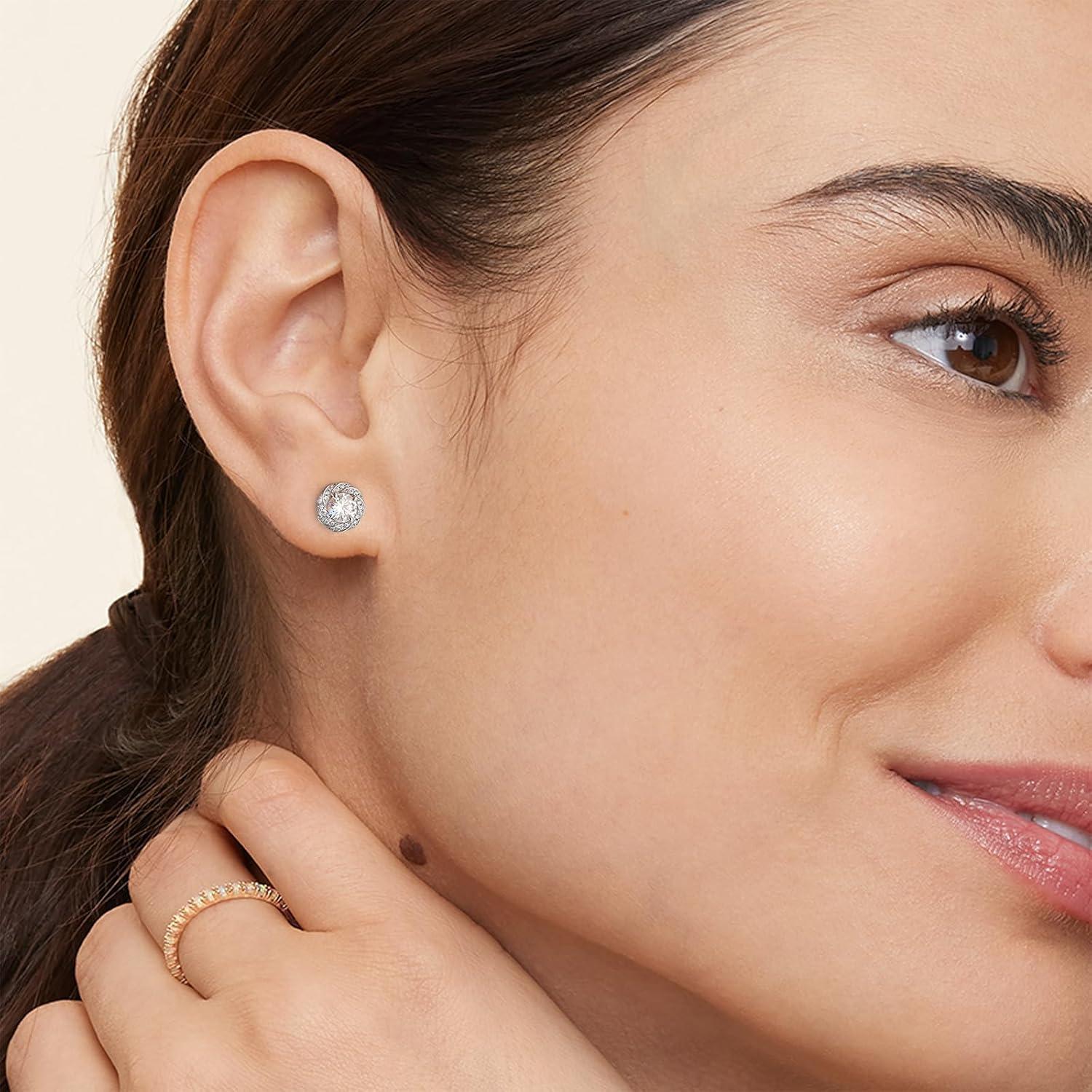 Moissanite Ohrringe Damen Halo Blume 1,0/2,0 Karat D VVS1