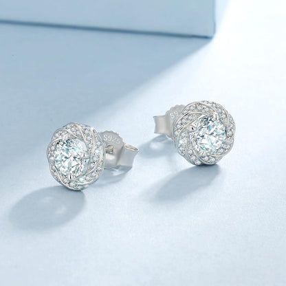KRKC&CO Moissanite Damen Ohrringe Silber 925 Halo Kamelie 1,0/2,0 Karat