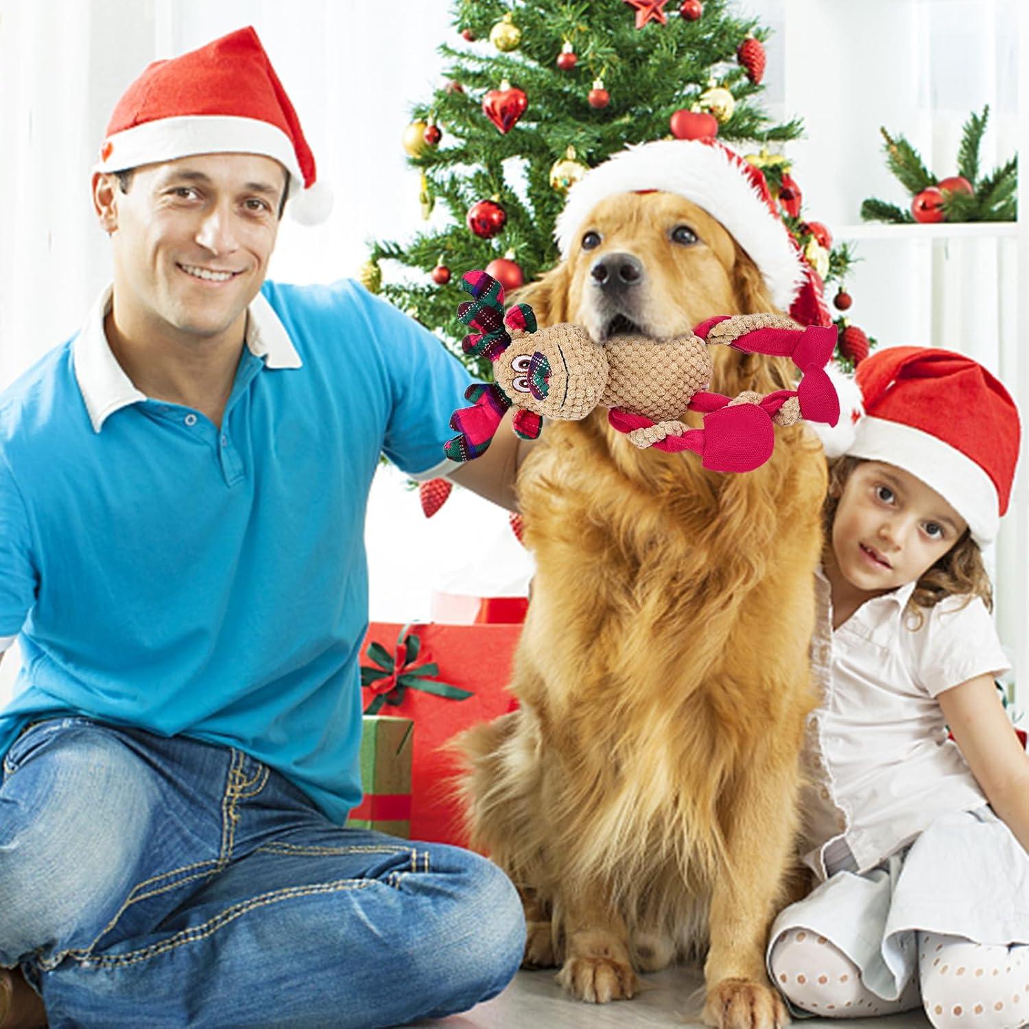 FWLWTWSS Hundespielzeug Quietschend Elch Weihnachten Hunde Welpen