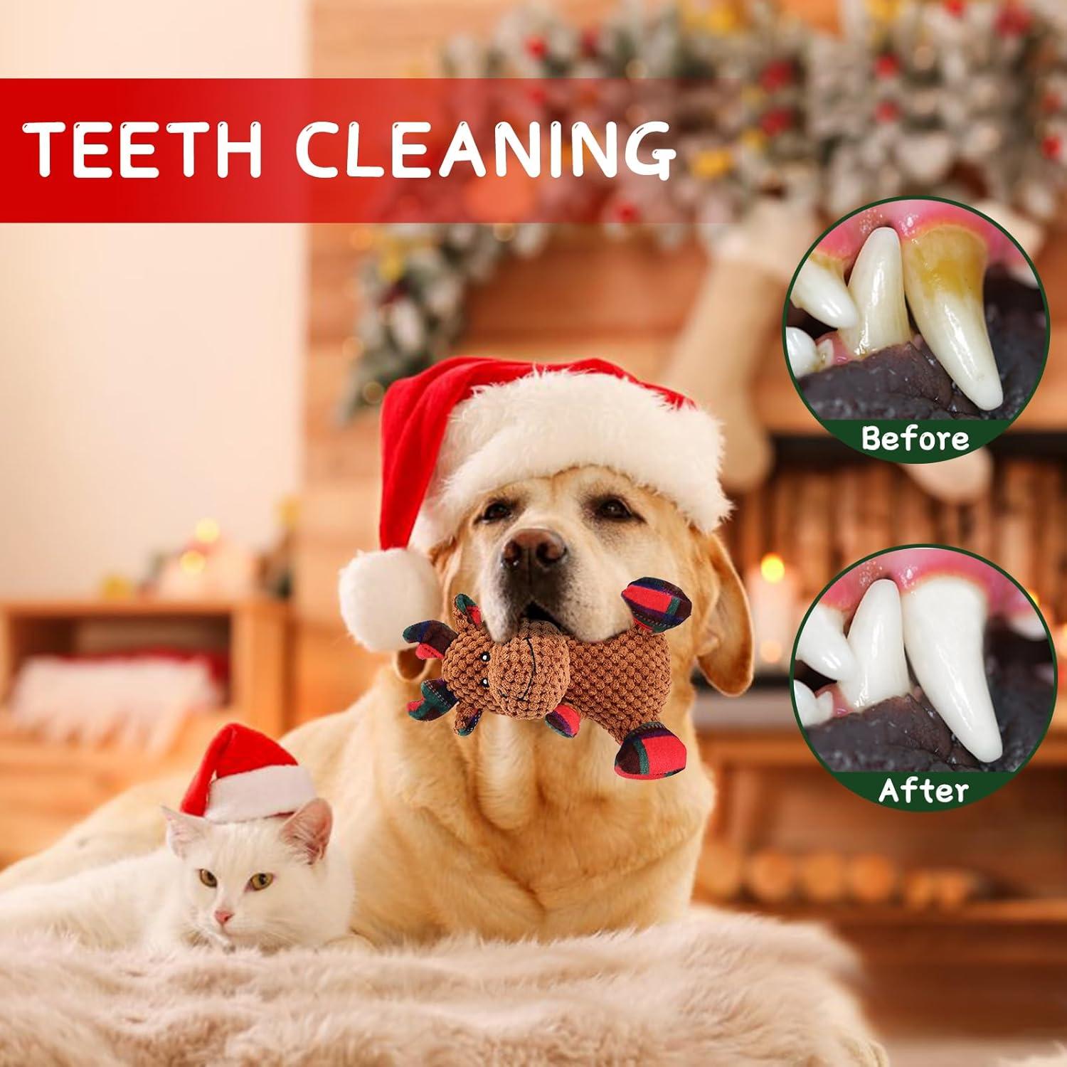 FWLWTWSS Hundespielzeug Quietschend Elch Interaktives Weihnachten Hunde Welpen