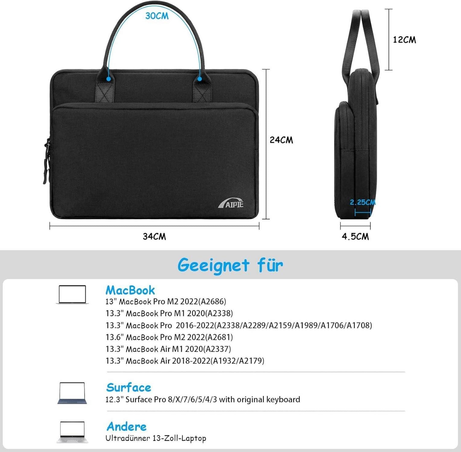Laptoptasche 13 Zoll MacBook Air Pro M2 M1 Tasche 34x25,5cm