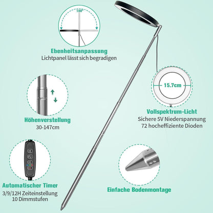 Pflanzenlampe LED Vollspektrum Grow Lampe 3 Modi Timer