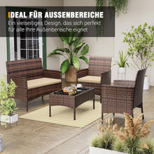 Moderne Polyrattan Sofa Garnitur 4-teilig für Balkon