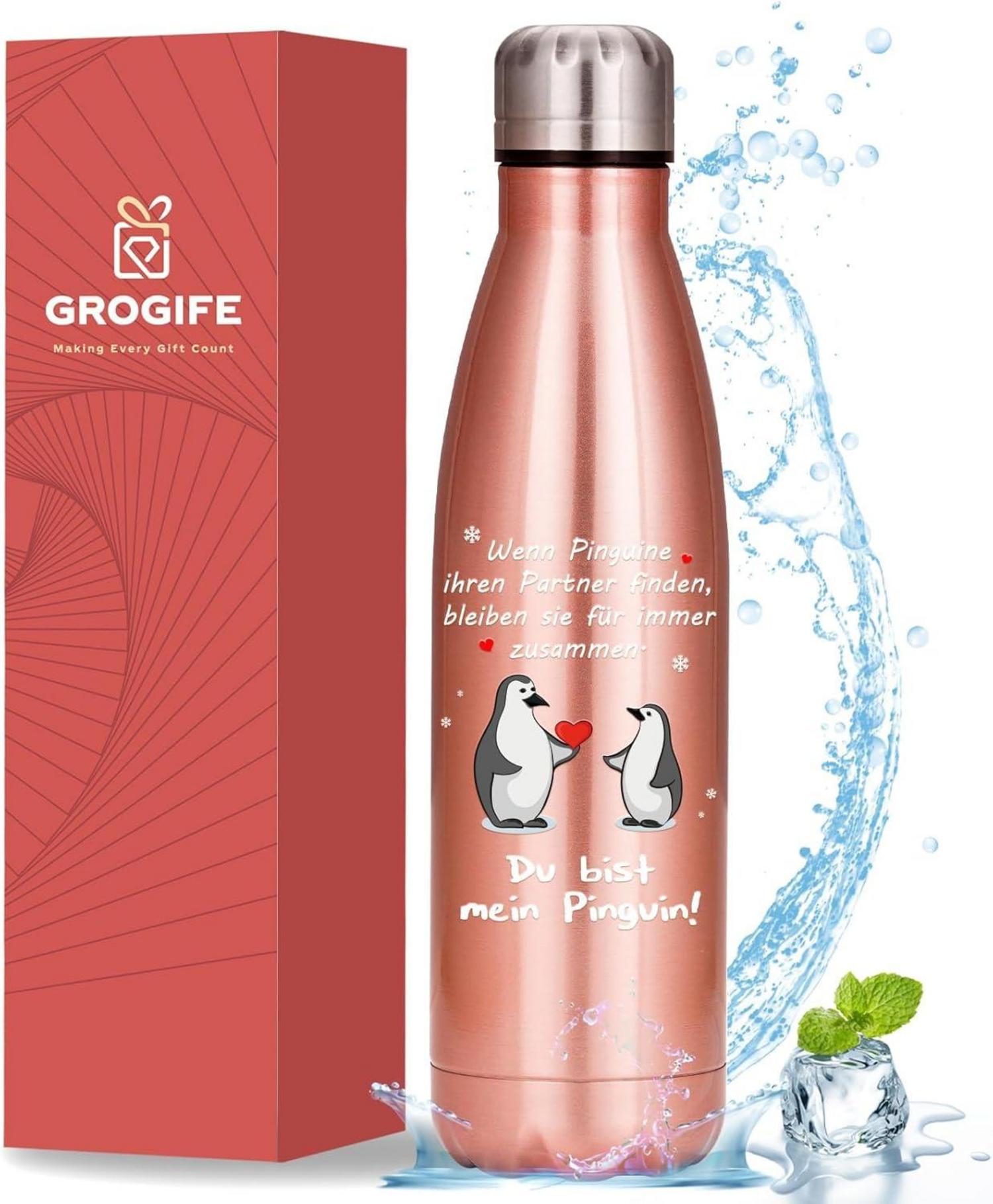 Liebesgeschenk: Pinguin Thermosflasche Edelstahl 500ml