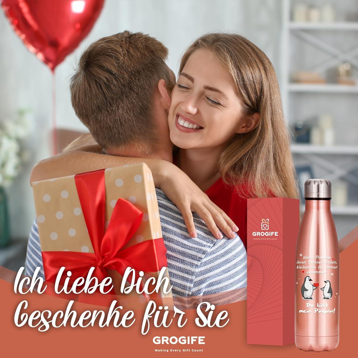 Liebesgeschenk: Pinguin Thermosflasche Edelstahl 500ml