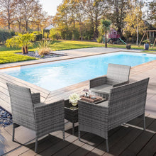 Rattanmöbel Set 4-teilig für Balkon & Terrasse, Grau