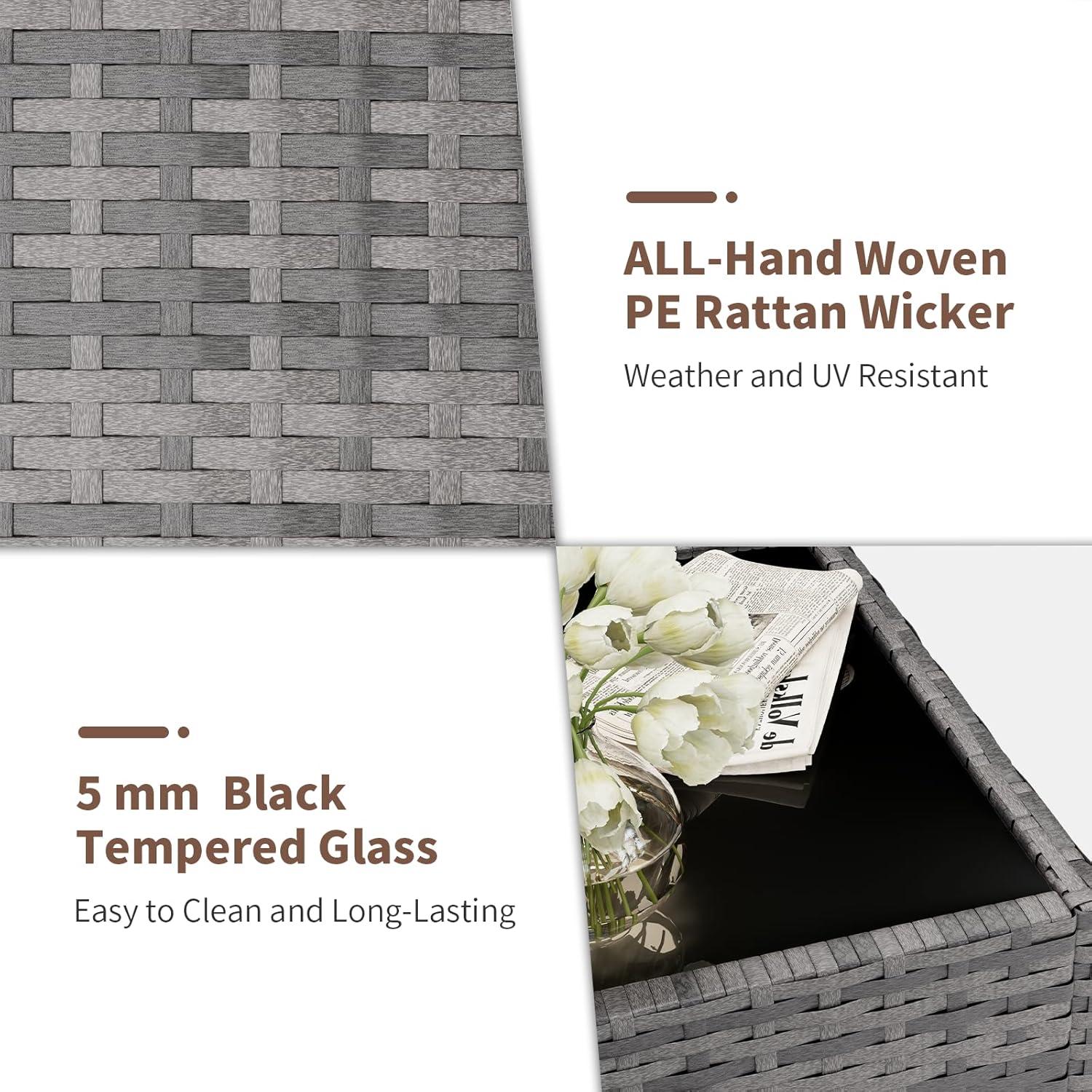 Rattan Gartenmöbel Set 4-teilig in Grau für Balkon & Terrasse